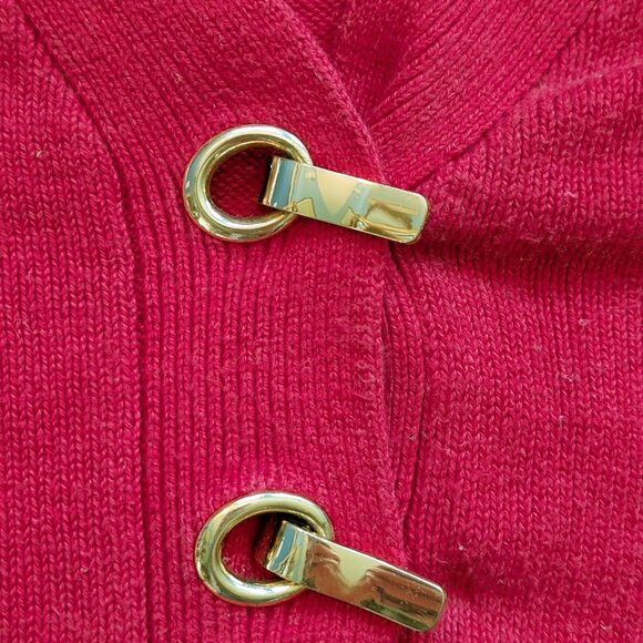 Red and Gold Fastener Cotton Long Sleeve V Sweater Women's Charter Club Medium - Picture 3 of 7